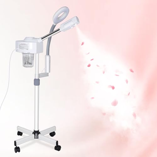 Saicool 2 in 1 Facial Steamer 5X Magnifying Lamp - Hot Ozone Spa Machine, Mist Face Salon Beauty Skin Care Equipment