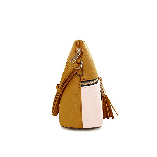 Image of SG SUGU Lunar Lightweight Medium Dome Crossbody Bag Shoulder Bag with Tassel | Zipper Pocket | Adjustable Strap