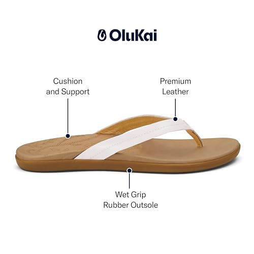 Image of OluKai Honu Women's Beach Sandal, Soft & Comfortable Full-Grain Leather, Easy Slip-On Flip-Flops, Everyday, All-Day Comfort & Style