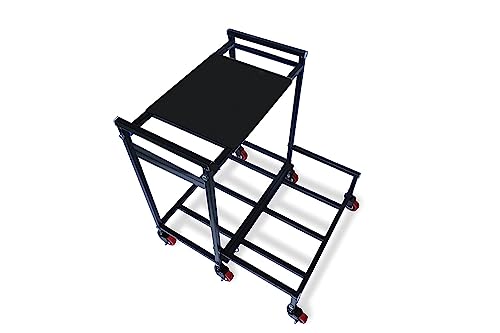 Image of IRON LANDS Double Battery Heavy Metal Inverter Trolley UPS Stand with Wheels for Home and Office - Cabinet with Shelf