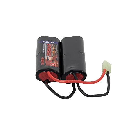 Tenergy Airsoft Battery 9.6V NiMH Nunchuck Battery with Mini Tamiya Connector High Capacity 2000mAh Battery Pack for Airsoft Guns