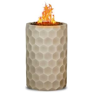 11.8″ Steel Smokeless Propane Gas Fire Pit Round Honeycomb Stone Fireplace with Cover for Outdoor Backyard Patio Heating, Brown