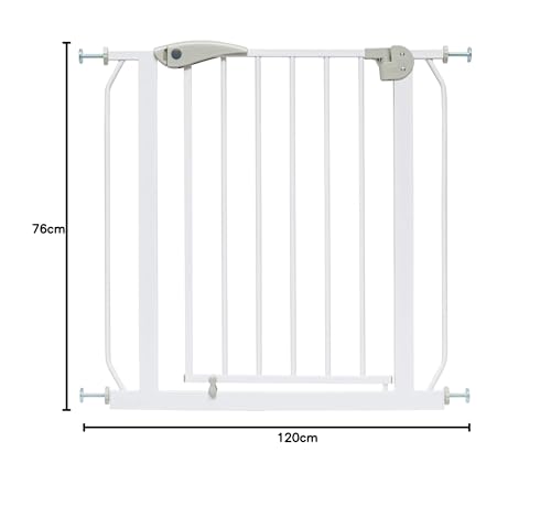 IB STYLE Türschutzgitter Berrin 120-130 cm, Treppenschutzgitter für Kinder, Absperrgitter für Hunde, Ohne Bohren, Weiß Grau
