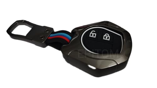 Image of Zinc Metal Silicon car Key case Cover Compatible for Maruti Suzuki Swift | Dzire | Baleno | Brezza | Ciaz | Celerio | Wagonar | S-presso | S-Cross | Fronx | Ignis | 2 Button Remote Key