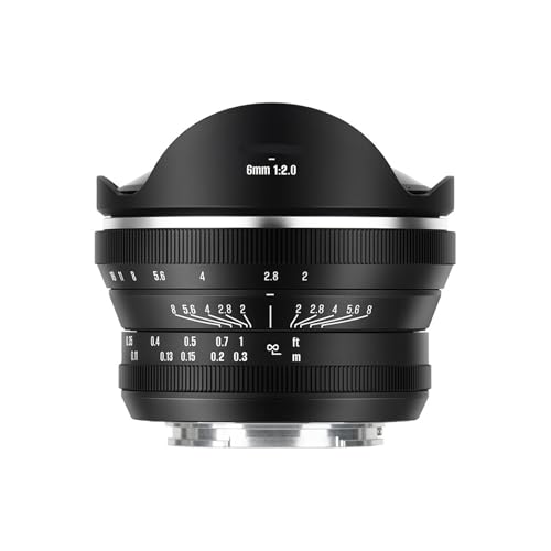 Camera Lens, Lente Principal de Enfoque Manual Ojo de pez ultraancho de 6mm F2.0 APS-C 220 °, Compatible con Sony E Nikon Z Canon RF Fuji XF M4/3,in Parts(Z)