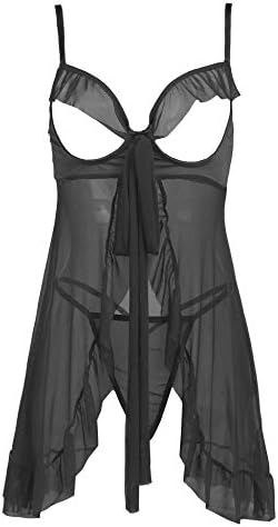 Chomoleza Women Lingerie Open Cup Chemises Strappy Babydoll V Neck Nightwear Mini Teddy