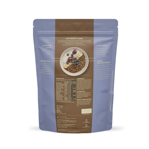 Image of Nourish Organics Cocoa Crunch Granola, 270g | Healthy Breakfast Cereal with Whole Nuts | No Refined Sugar | Plant-Based, High-Fiber Snack