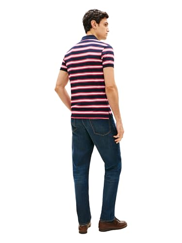 Image of Tommy Hilfiger Men's Short Sleeve Polo Shirts in Slim Fit with Stretch and Organic Pique Cotton