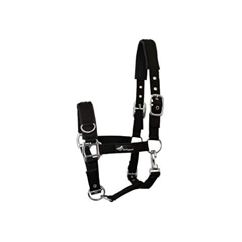 JF-Reitsport Unisex - Erwachsene Halster met kaphoofdstel variant Kappzaum, Schwarz, Pony EU Cover