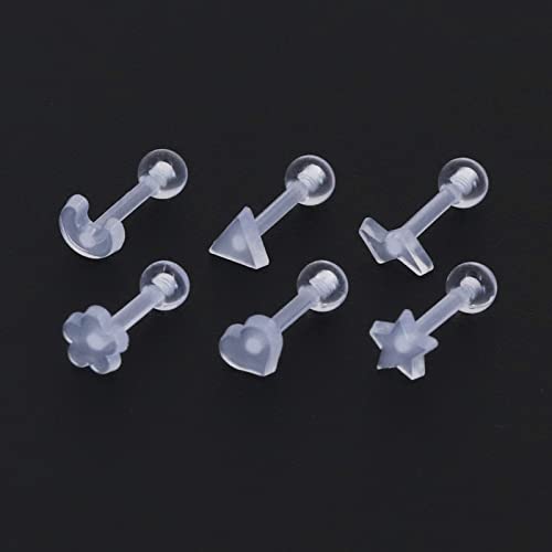 24Pcs Plastic Earrings For Sensitive Ears Silicone Medical Clear Tragus Cartilage Daith Studs Retainers for Women 16G2