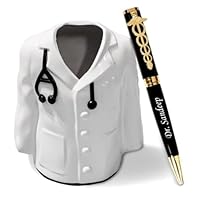 ncgifts Personalized Doctor Coat Pen Stand – Engraved with Name | White | Gift for Doctors, Medical Students, Graduation & Special Occasions