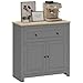 HOMCOM Credenza Soggiorno con Cassetto e Armadietto con Ripiano Regolabile su 3 Livelli, Madia Soggiorno con Piano di Lavoro Color Rovere, per Ingresso, Cucina e Sala da Pranzo, 78.5x35x80 cm, Grigio immagine