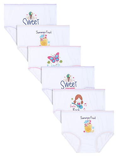 Image of DYCA by Bodycare Girls Cotton Briefs, Soft & Breathable Panties, Pack of 6, Print & Colour May Vary