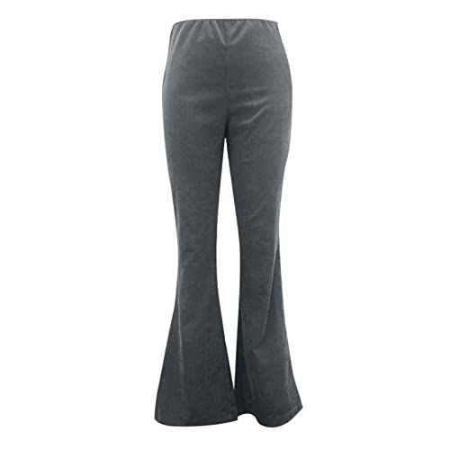 Flared Corduroy Pants Women Bootcut Pull On Work Pants Elastic High Waisted Flare Pants Bell Bottom Trousers w/Pockets4