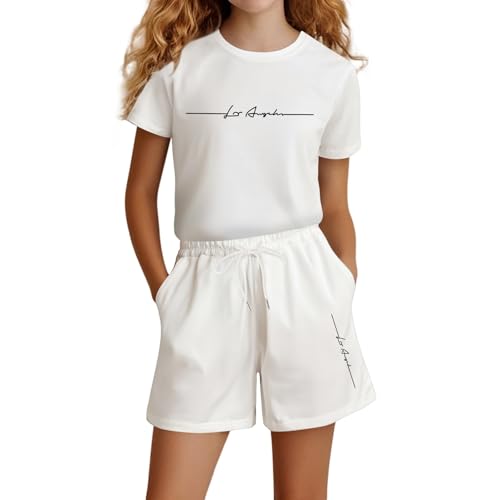 Ensemble court fille WWricotta imprimé lettres vêtement été décontracté t-shirt short 3-9 ans