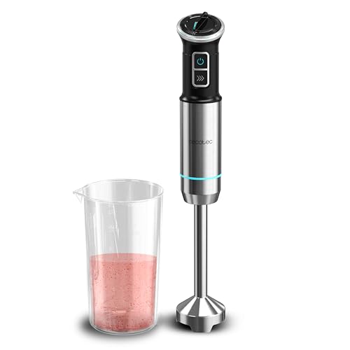 Cecotec Batidora de Mano Power Neutron 1100MAX. 1100W Potencia Máxima, 4 Cuchillas Recubrimiento de Titanio, Velocidad Ajustable, Función Turbo, Pie XL, Incluye Vaso 800ml