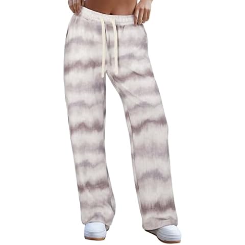 DISCIPBUSH Flannel Track Pants Women - Strip Soft Wide Leg Sweatpants Drawstring Lounge PJ Pajama Pants with Pockets M Camel Cover