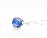 Blue Kyanite necklace by Majade. Jet blue pendant, Blue kyanite and diamonds jewellery. Handmade 14k white gold necklace. Simple minimalist necklace. Royal blue color teardrop pendant. - Image 2