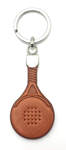 FJR-ArtPiel - Llavero pala de padel hecho en Piel Ubrique - Alta Calidad - Marrón