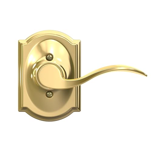 Image of SCHLAGE Accent Lever with Camelot Trim Non-Turning Lock in Bright Brass - Left Handed