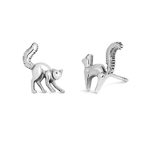 Boma Jewelry Sterling Silver Scaredy Cat Stud Earrings