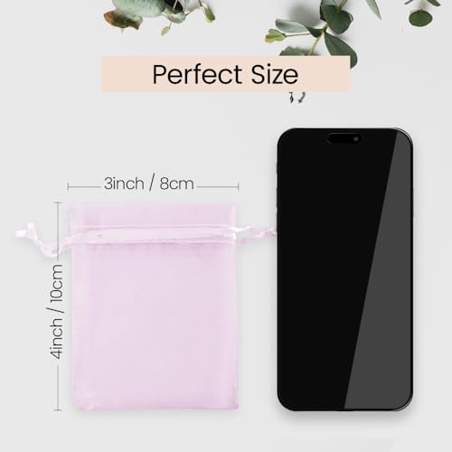 Image of Meowoo 100PCS Organza Bags, 3x4in Small Mesh Bags Drawstring, Mesh Gift Bags Drawstring for Jewelry, Candy, Christmas, Sachets, Festivals, Bathroom Soaps, Makeup Organza, Wrapping Supplies(pink)