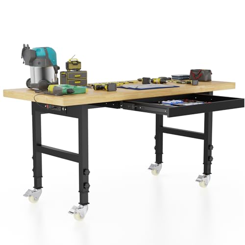 60'' Adjustable Workbench with Wheels