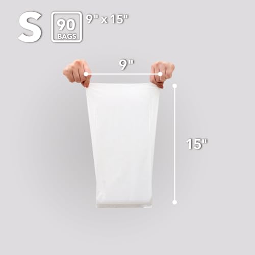 Image of BOS Odor-Sealing Kitchen, Home & Food Small Trash Bags for Waste- Disposable Bags - Scent & Smell Free [Size S, Color White] (90 count, Pack of 2) (180 Bags)★Brand-new packaging!