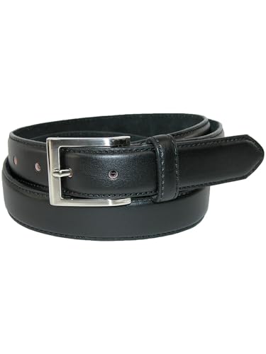 CTM Men's Big & Tall Leather Basic Dress Belt with Silver Buckle3