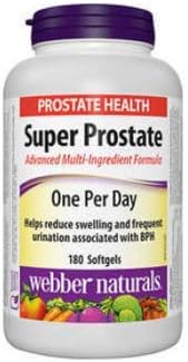 Webber Naturals Súper próstata, extra fuerza, fórmula de una por día, 180 cápsulas blandas