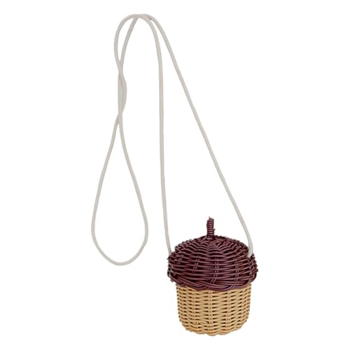 Generico Bolsos trenzados para mujer, bolsos trenzados para mujer - Bolsa de playa con cesta de almacenamiento en forma de bellota - Cesta trenzada de almacenamiento, cesta decorativa para objetos