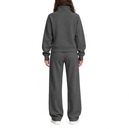 Womens Jogging Suits 2 Piece Set Lightweight Fleece Wide Leg Sweatshirt - image 5