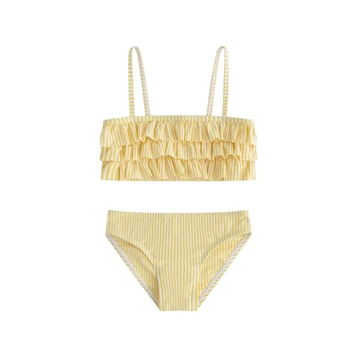 Image of LIZENS Girls Two Piece Striped Bikini Set Swimwear Flounce Ruffle Trim 2-12Years Beach Bathing Swimsuit