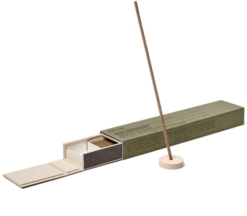 Aesop Sarashina Aromatique Incense Sticks | Woody Warm Sweet Aroma of Sandalwood and Spices | 33 Sticks 30-Min Burn Time | Includes Kanuma Pumice Holder | Vegan No Synthetic Fragrance
