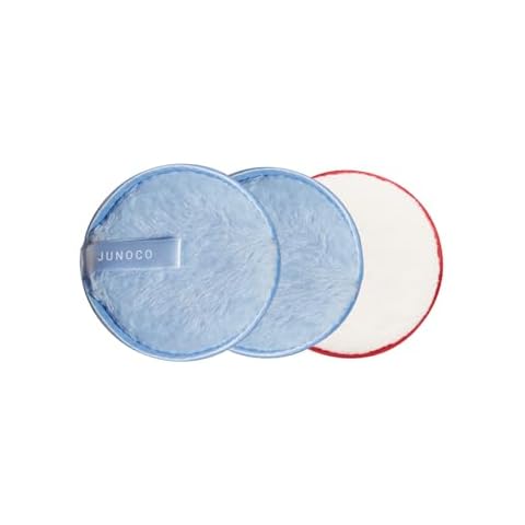 JUNO & Co. Reusable Makeup Remover Pad, Washable Face Cleansing Pad 2pcs Blue and 1pcs Red Cover