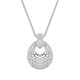 Swarovski Collar con colgante Sublima para mujer | circonita blanca | chapado en rodio | cadena larga | técnica de chattonage | joyería glamurosa