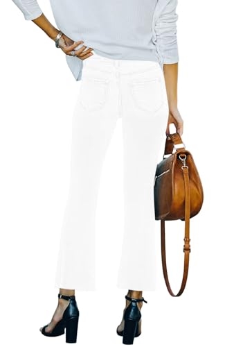 Flare Jeans for Women Cropped Stretchy Mid Rise Bell Bottom Jeans Womens Crop Flare Jeans with Raw Hem3