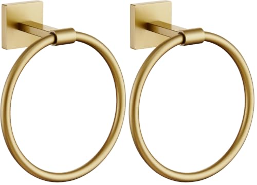 Image of KOKOSIRI Towel Holder Wall Mounted Gold Bathroom Hardware Bath Towel Rings Hand Towels Hanger Rack Stainless Steel, B3010BG (Pack of 2)
