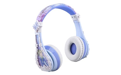 eKids Disney Frozen 2 Bluetooth Headphones with Microphone, Volume Reduced to Protect Hearing, Adjustable Wireless Headphones for School Home Travel, for Fans of Anna and Elsa