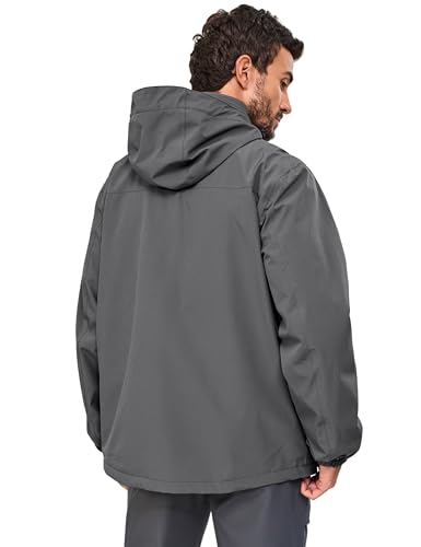 Image of Little Donkey Andy Men's Lightweight Jacket Fleece Lined Detachable Hooded Waterproof Jackets Winter Hiking Windbreaker