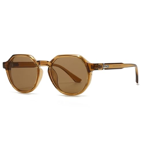 Lunettes de soleil rondes punk pour femme avec verres dégradés bleu thé UV400