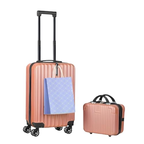 14+20 Inch Hardshell Carry-On Luggage Set with 360° Spinner Wheels – Ultra-Lightweight, Expandable, TSA Lock – Durable for Travel (Rose Gold) - Main Image