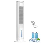 LEENON 3in1 Evaporative Air Cooler, 38" Tower Fan with Remote, As Low As 35dB Quiet Portable Cooling Fan for Bedroom, 3 Speeds & 3 Modes, 12H Timer, Auto Oscillating Air Cooler for Home & Office
