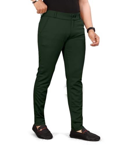 Image of HARSHAD KUMAR & CO. Men's Solid Slim Fit Stretchable Casual Wear Comfortable Formal Trousers Pants