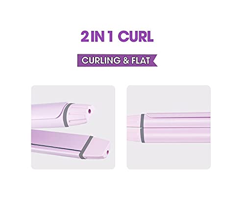 Repit 2-in-1 Curl & Flat Iron 1.5 inch (36mm) con cubierta de almacenamiento - Placas avanzadas de cerámica para rizos y alisado, voltaje universal miniatura 2