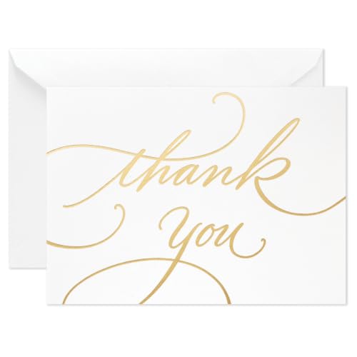 Hallmark Bulk Thank You Cards with Envelopes, 100-Pack (Gold Foil Script)
