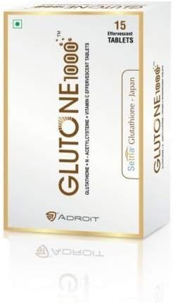 Glutone L-Glutathione 1000mg WIth Vitamin C 60mg Effervescent 15 Tablets & Escor Z Orange flavour 20 tablets With Diruno Natural Peanut butter Crunchy 340g