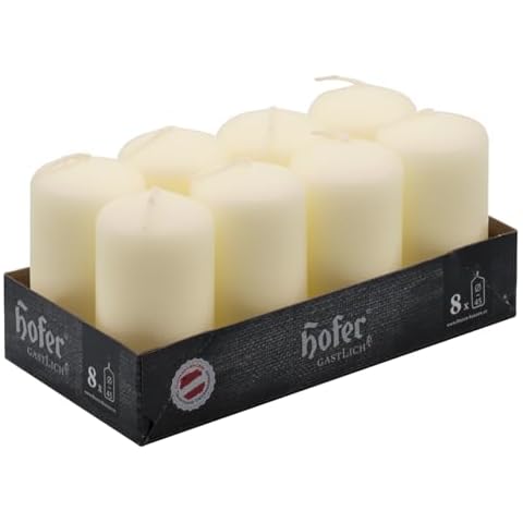 Hofer Set of 8 Unscented Ivory Candles Cover