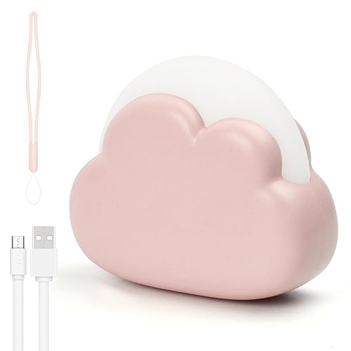 Jinlaili LED Nachtlicht Kinder Wiederaufladbares, 4 Modi Plastik Baby Wolke Nachtlicht, Nachttischlampe Schlafzimmer Kinderzimmer, Tragbare Nachtlicht Schlaflicht für Mädchen Junge Baby (Rosa)