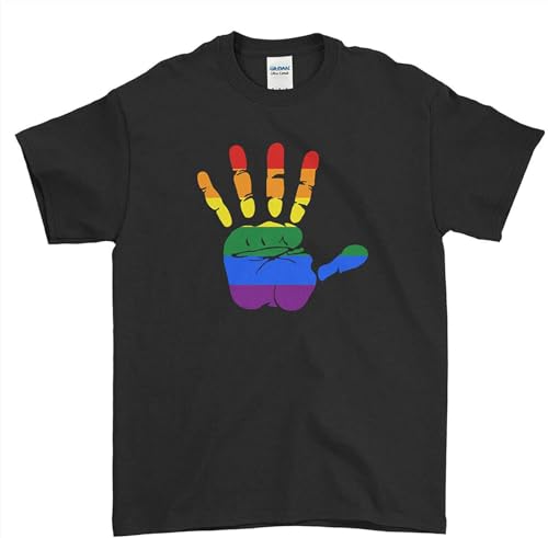 Hand print christmas t shirts mens proud gay pride lgbt bee rainbow love men's women's tee top black s